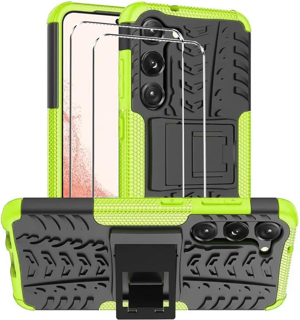 2in1 Schutz Cover Set für das Samsung Galaxy A35 5G besteht aus 2x 9H Glas Folie Display Schutzfolie und 1x Silikon Case Schutzhülle - Hülle in ...