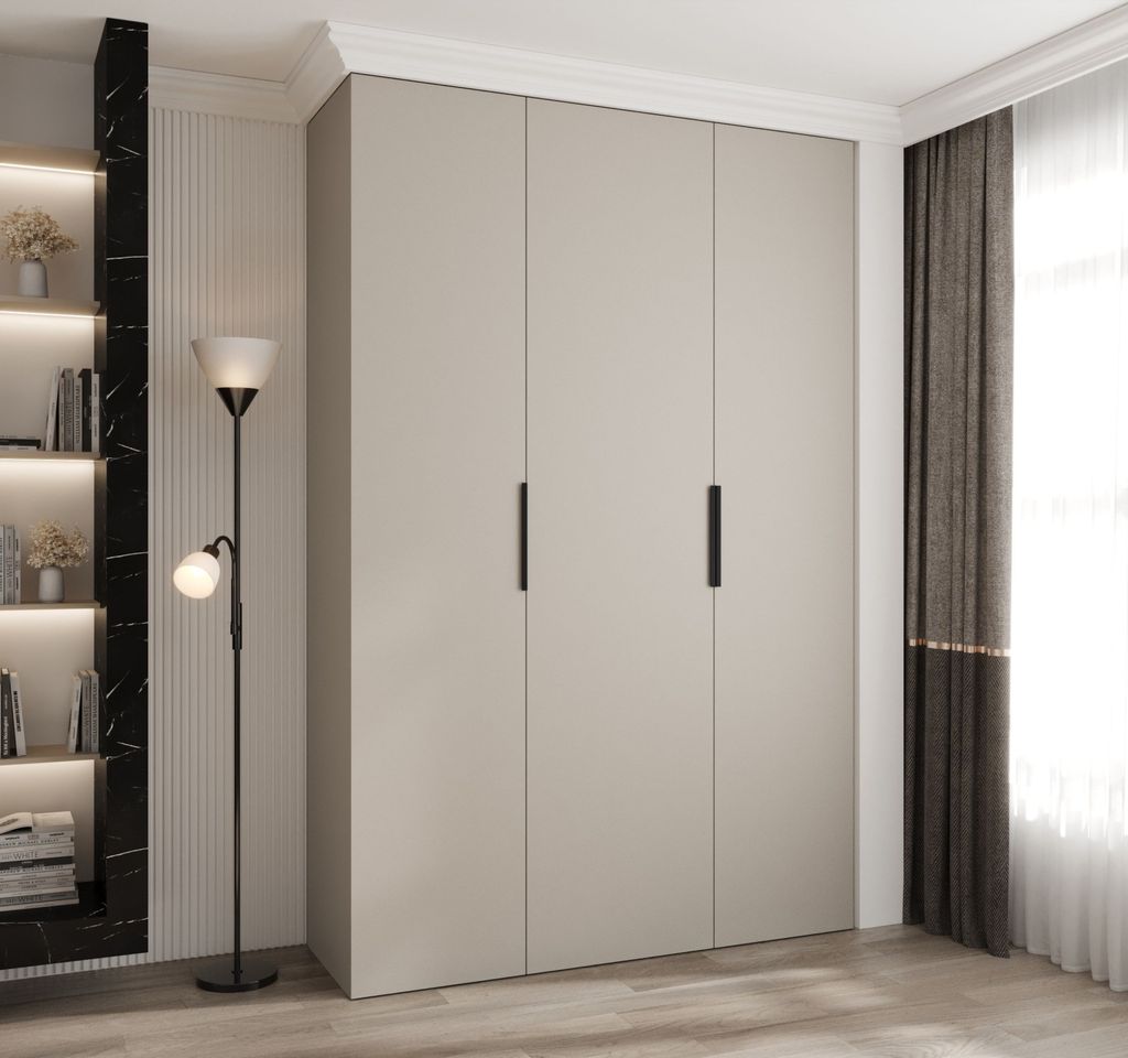 Kleiderschrank mit Regalböden 160/40 LORENA 4 - Kaschmir / Schwarz