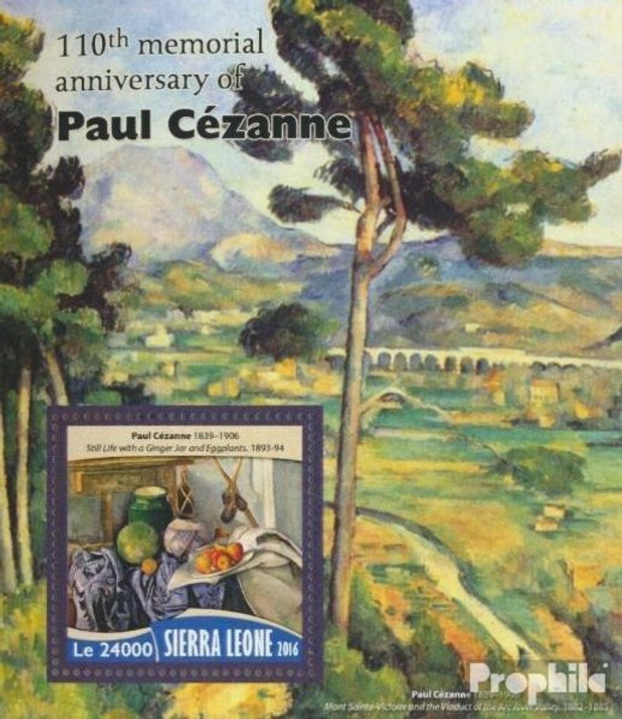 Briefmarken Sierra Leone 2016 Mi Block 1020 (kompl. Ausg.) postfrisch Paul Cézanne