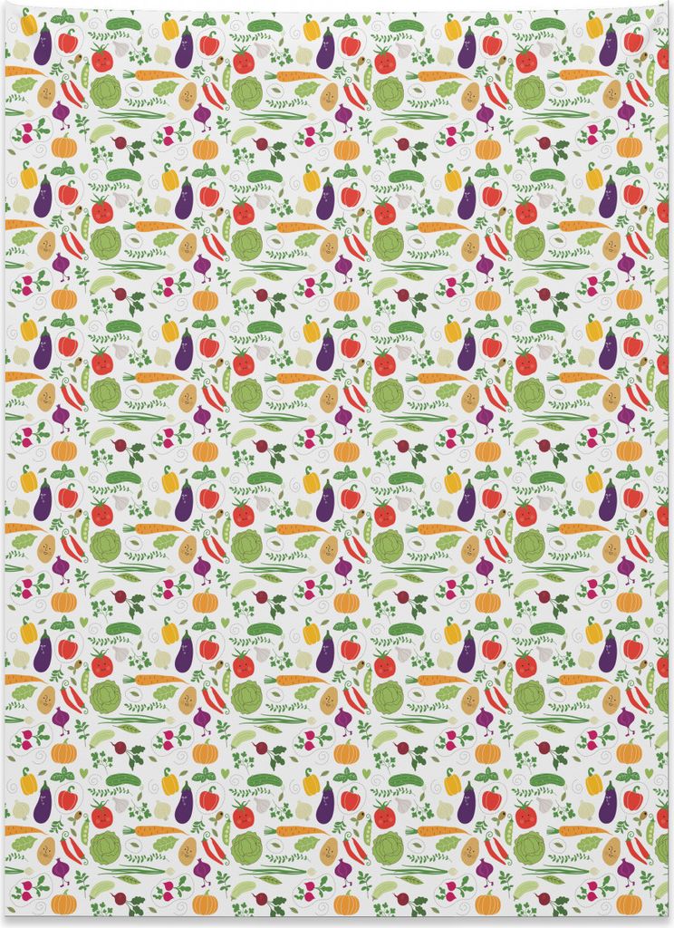 Abakuhaus Gemüse Wandteppich, Vegetarischer Kohl aus Weiches Mikrofaser Stoff Kein Verblassen Klare Farben Waschbar, 110 x 150 cm, Mehrfarbig