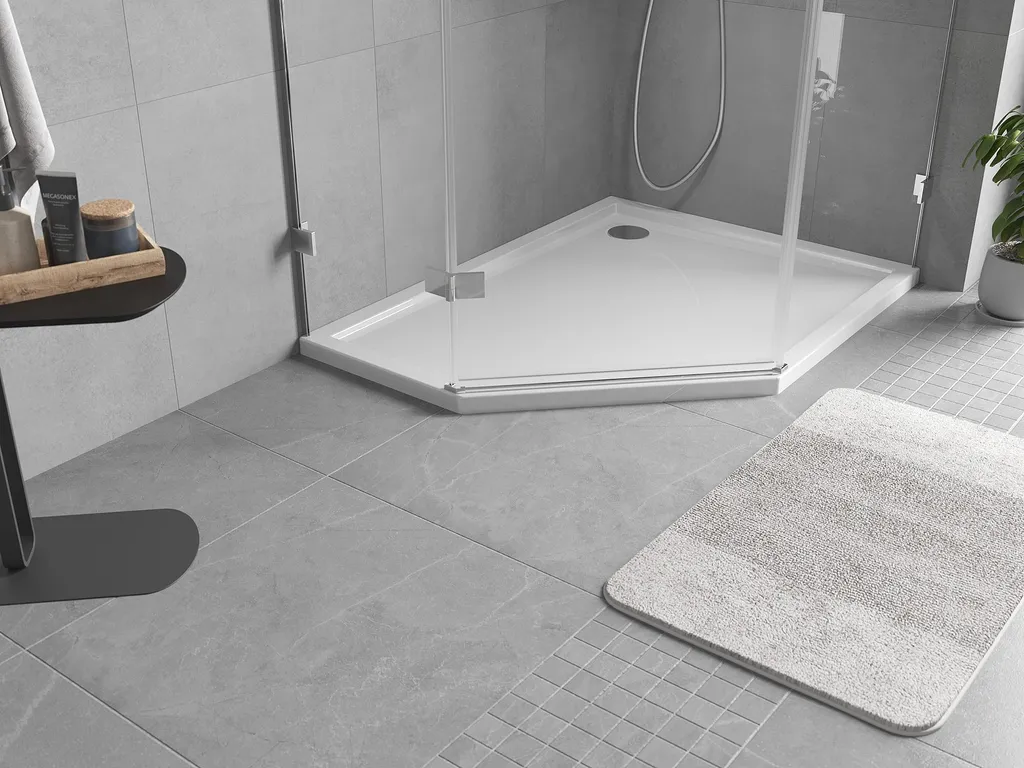 Receveur de douche pentagonal 90x80 cm blanc : fini les angles encombrés - 2