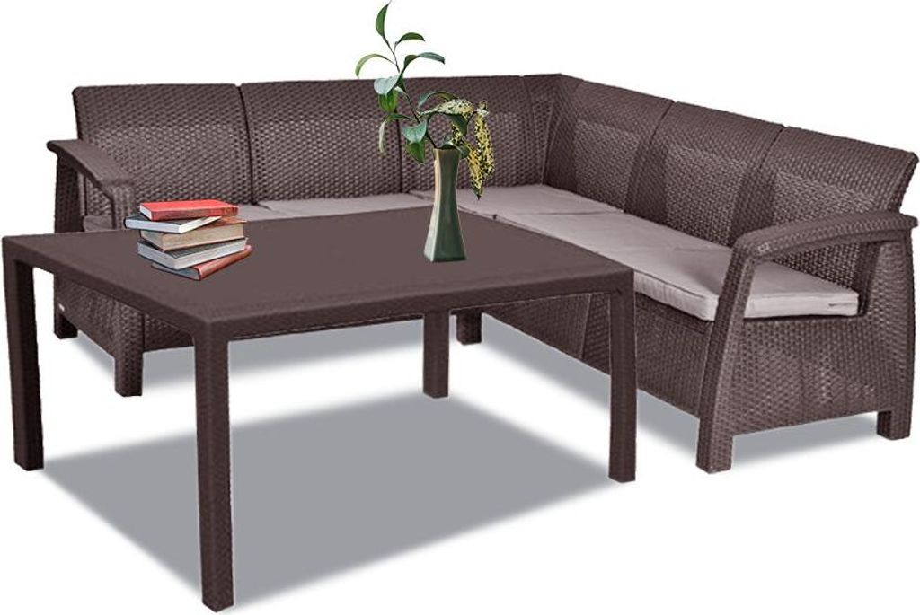 Curver Korfu Love max duo Gartenmöbelset mit Futura Tisch braun