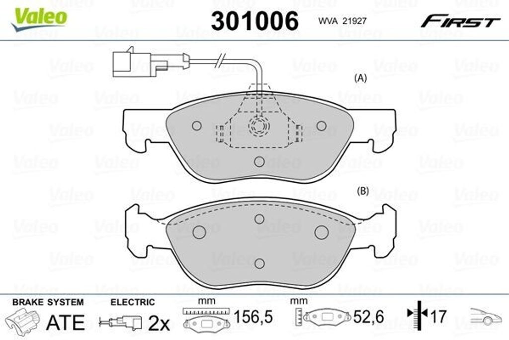 VALEO Bremsbeläge Satz Vorne für FIAT COUPE (FA/175) 301006