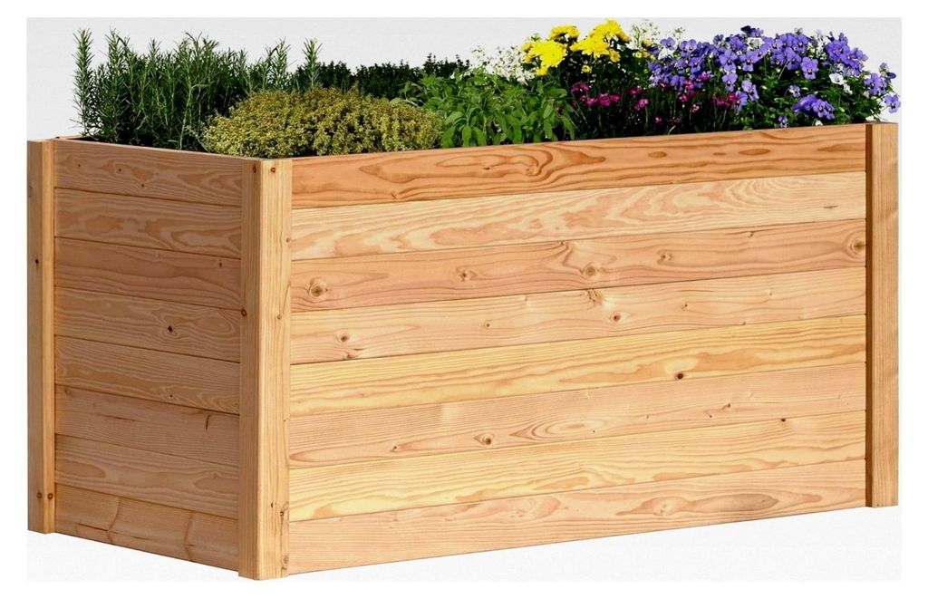 XXL Hochbeet aus massivem Douglasienholz - Naturbelassenes Kräuterbeet für den Außenbereich - Hochbeet-Kit für den Garten inklusive Pflanzvlies...