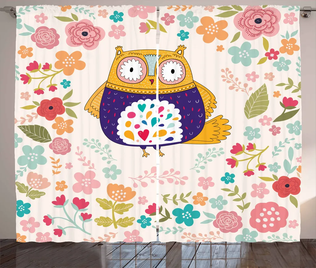 Tenda Universale ABAKUHAUS 280x175 | Stampa Digitale Gufo e Fiori