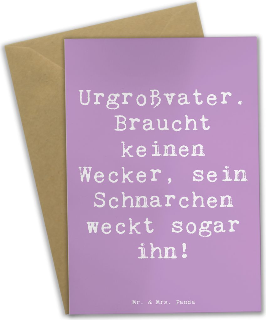 Mr. & Mrs. Panda Glückwunschkarte Spruch Urgroßvater Schnarchen - Lavendeltraum - Geschenk, einladungskarten, Familie, Geschenke, Ahnen, vatertag...