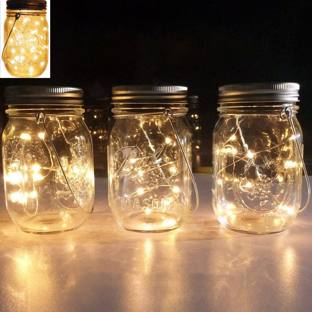 LED Mason Jar Deckel Licht Lichterketten Sensor Warmweiß Garten Geschenk 