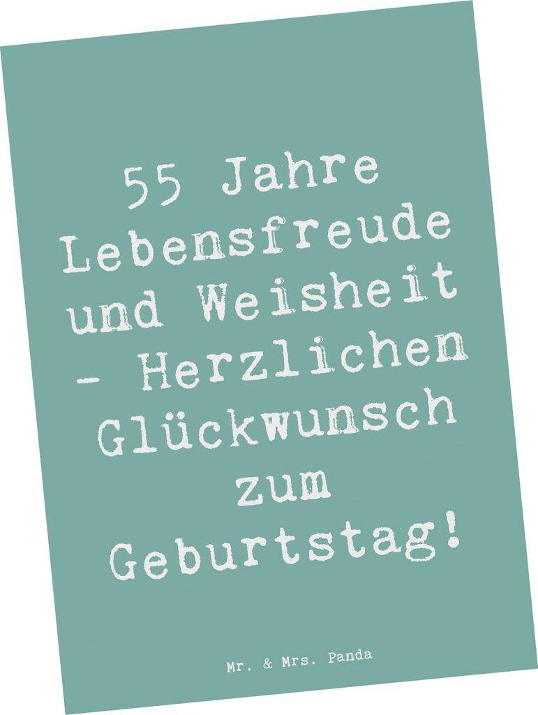 Mr. & Mrs. Panda Postkarte Spruch 55. Geburtstag Freude - Meeresbrise - Geschenk, Inspiration, Ansichtskarte, Postkarten, Geburtstagsgeschenk, bild...