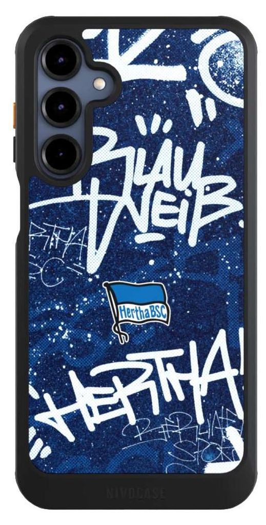 NIVOCASE Hülle für Samsung Galaxy A16 5G Handyhülle NIVOcore Case Schwarz Graffiti Hertha BSC Offizielles Lizenzprodukt