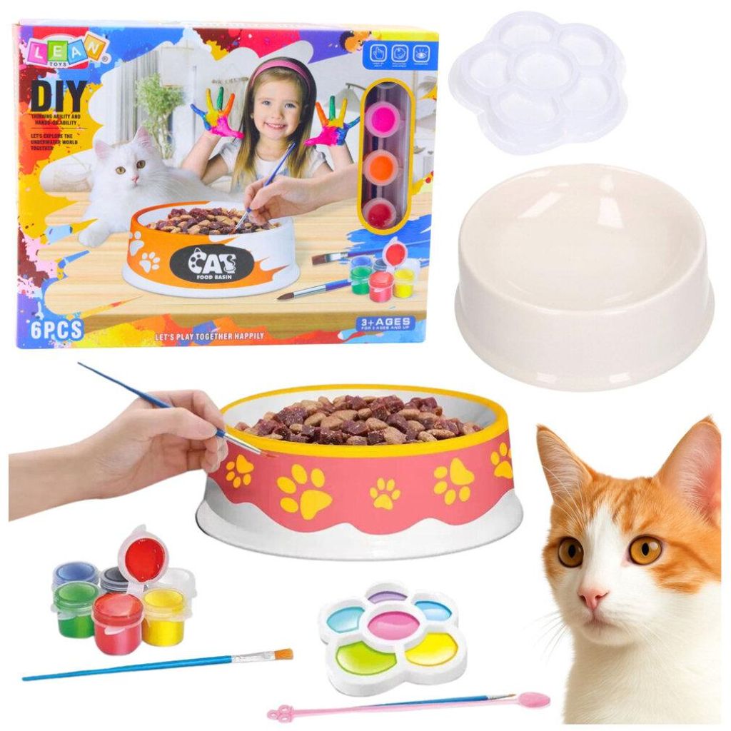 Kreatives Set: Schüssel für Malerfarben und Pinsel, DIY, 6-teilig.