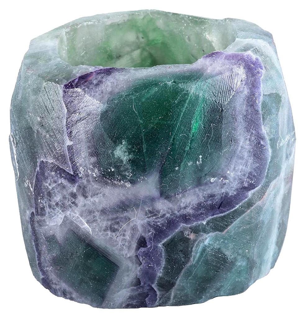 Teelichthalter aus natürlichem Fluorit Stein für Votivkerzen, Rohstein Form, Kerzenständer und Halter für Luftpflanzen, geeignet für Altar, Me...