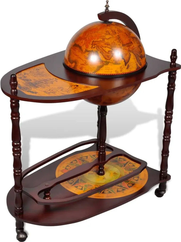 Table bar globe en bois d'eucalyptus avec rangement intérieur