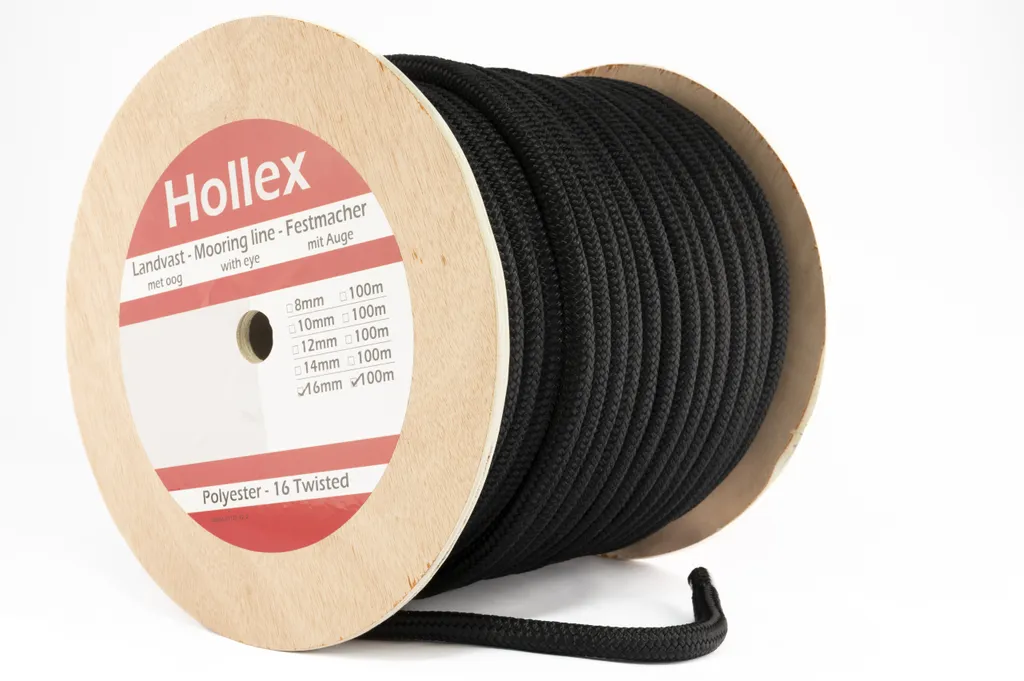 Cordage de Mouillage Noir 8mm Hollex Landfast - Idéal Amarrage 100m 3 Str