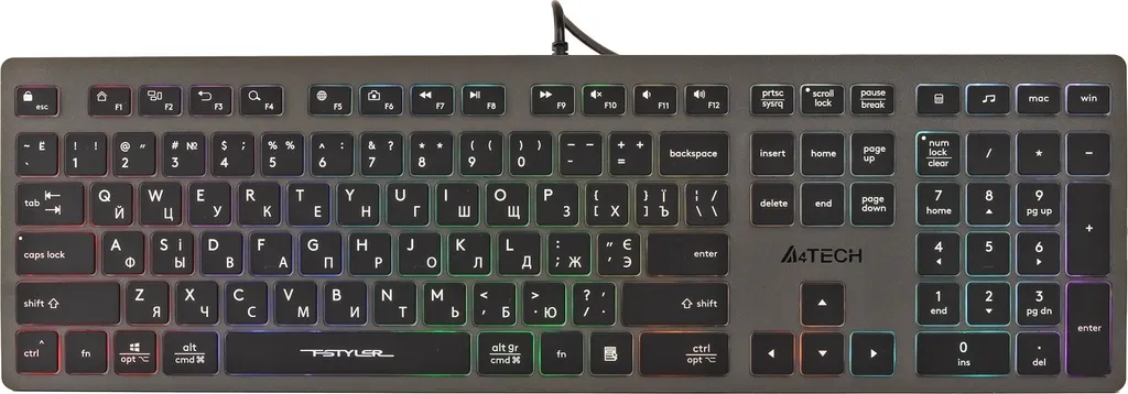 Clavier A4 Tech FStyler FX60H - Clavier Chiclet Rétroéclairé Néon - 6