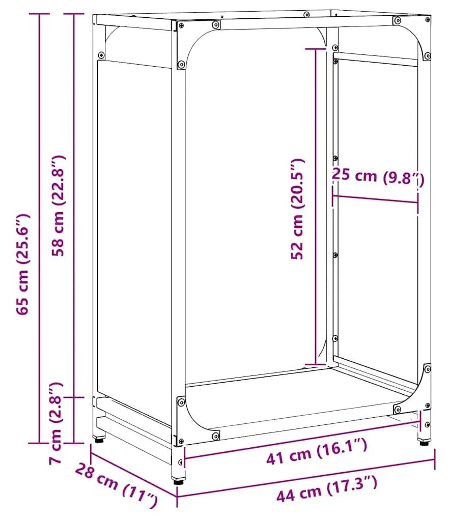 Range-bûches intérieur anthracite 44x28x65 cm robuste en acier pur - 8