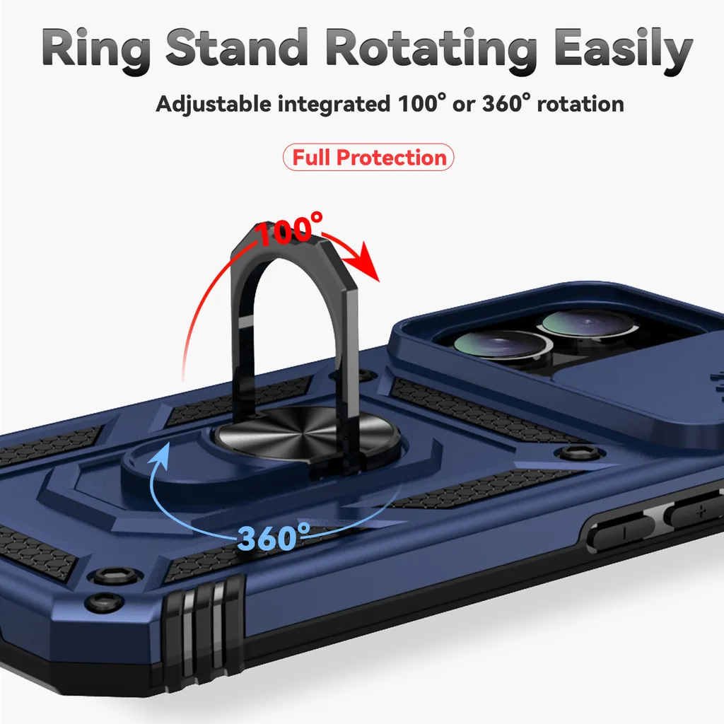 Cover iPhone 16 Plus Blu: Doppio Strato Armor con Slide Camera - 8