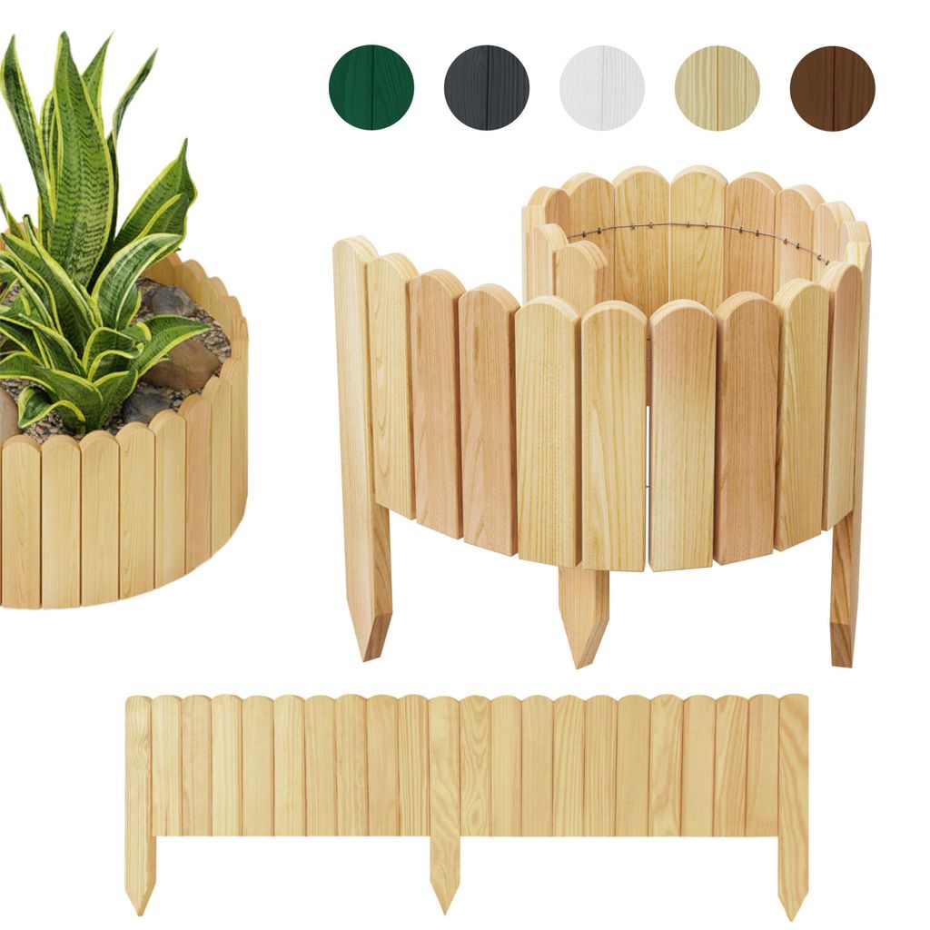 be4nature Flexible Rollborder aus Holz 100 x 20 cm Hellbraun Imprägnierte Beeteinfassung aus Kiefernholz Beetumrandung Gartenzaun Palisade Rollzaun