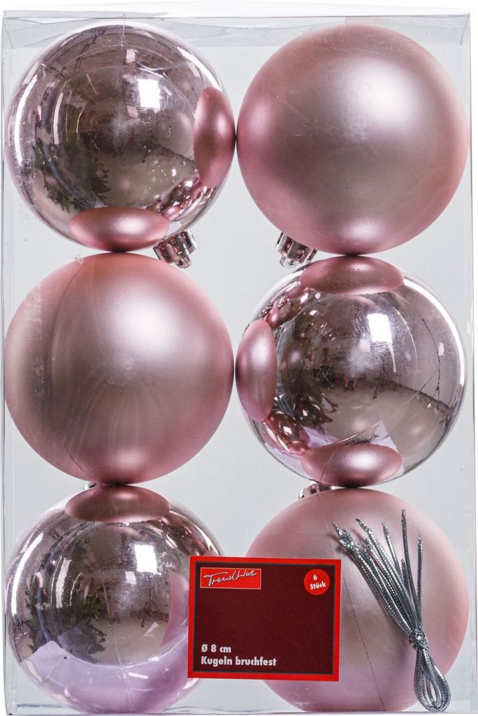 Trendline Weihnachtskugeln bruchfest, langlebig Ø 8 cm rosa Produktbild 