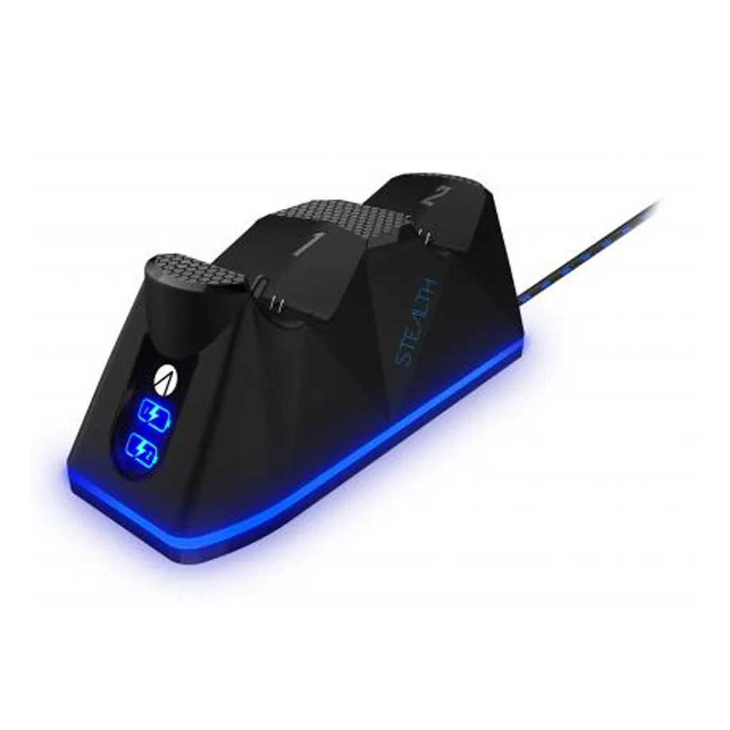 Chargeur PS5 double noir STEALTH avec indicateurs LED et charge rapide