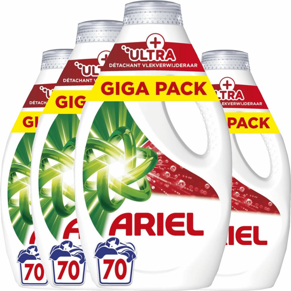 Ariel Flüssigwaschmittel + Ultra Fleckenentferner 4x70 Wäschen - Vorteilspack