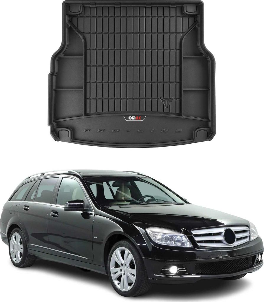 OMAC Gummi Kofferraumwanne für Mercedes C Klasse S204 2007-2014 TPE Schwarz
