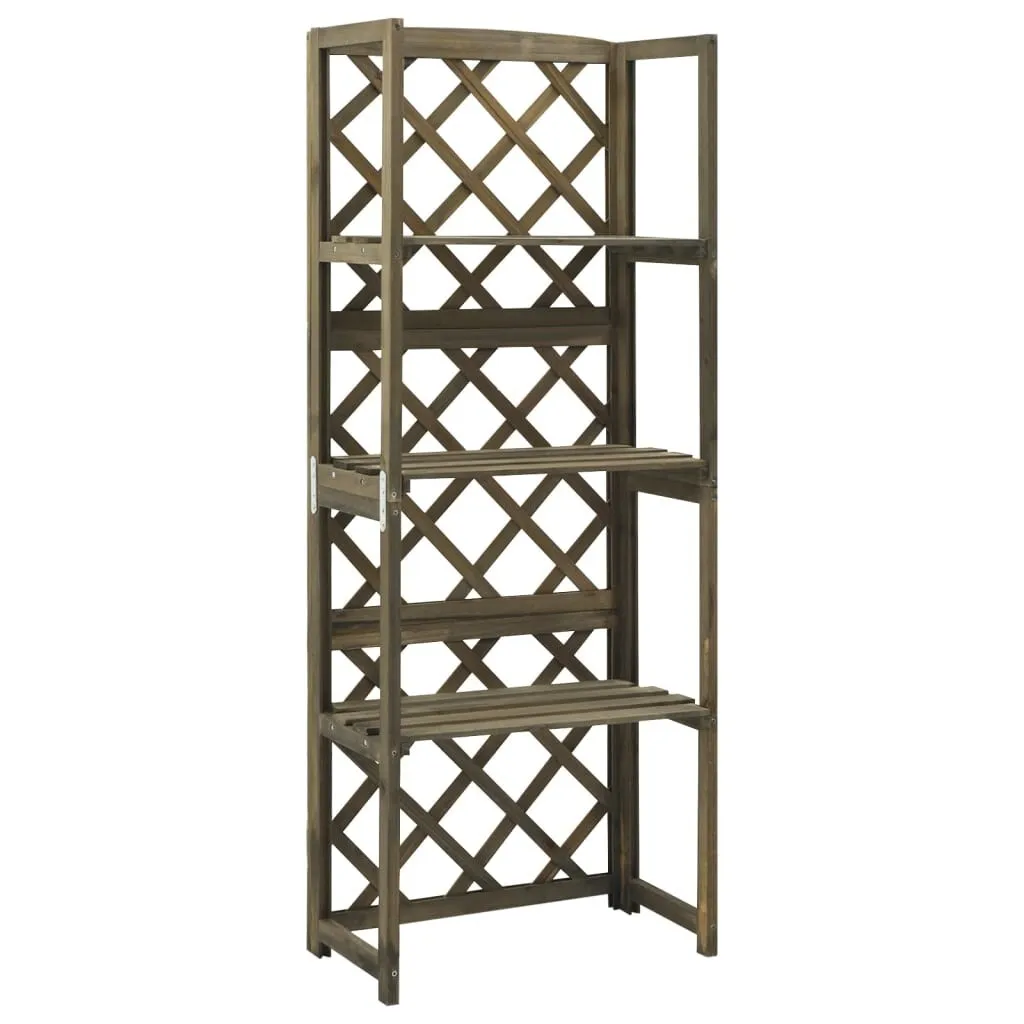 Jardinière treillis avec étagères en bois massif pour balcon gris