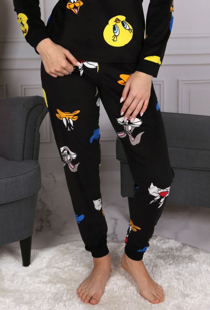 Looney Melodies Damen Schlafanzug schwarz, Schlafanzug mit Produktbild 4