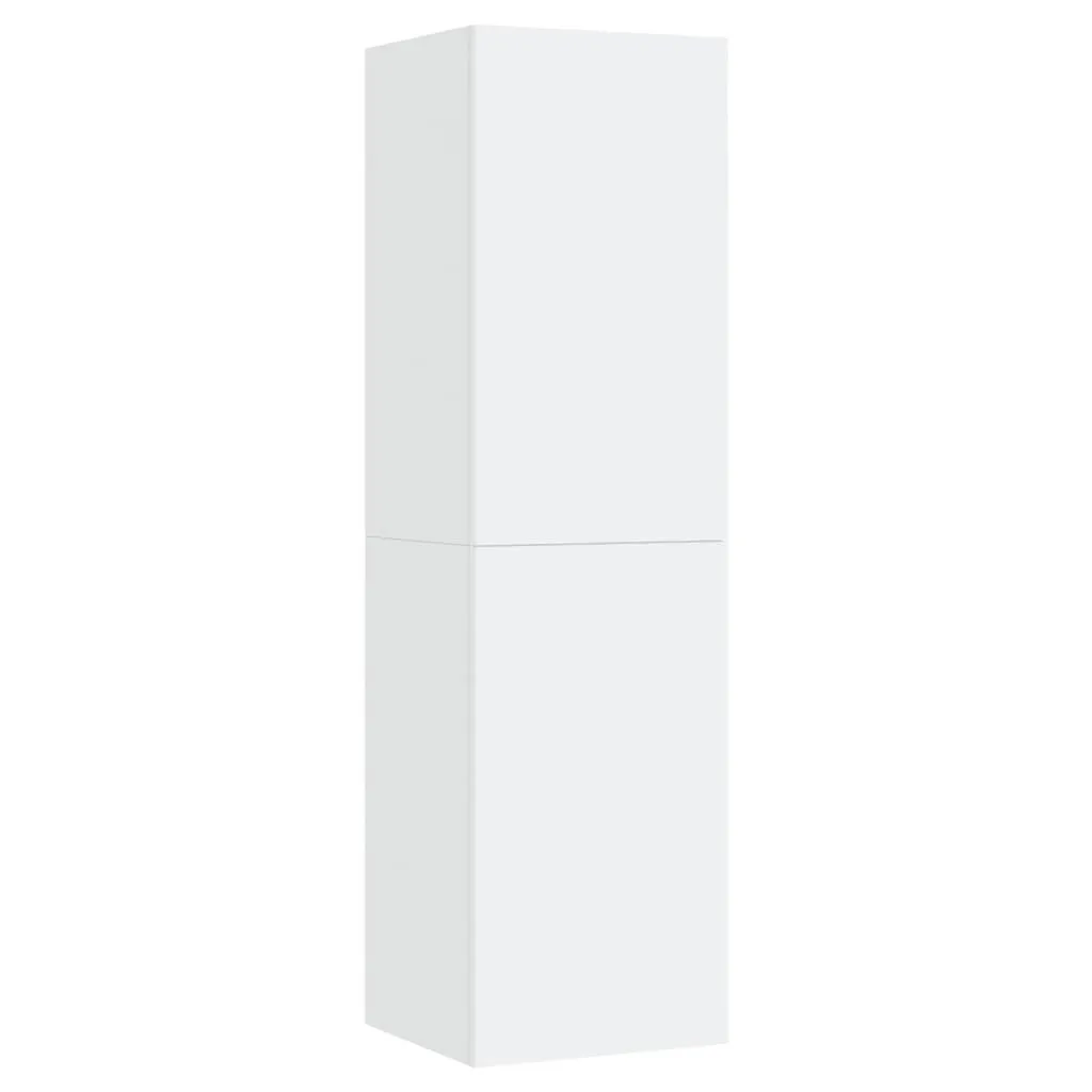 Meuble TV blanc pour petit salon et chambre, longueur 110 cm design bas