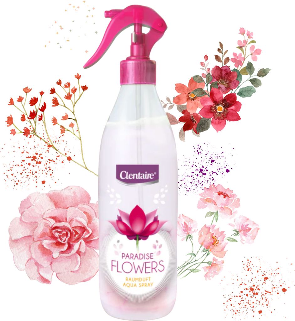 CLENTAIRE Lufterfrischer & Textilerfrischer Paradise Flowers 6 x 425ml