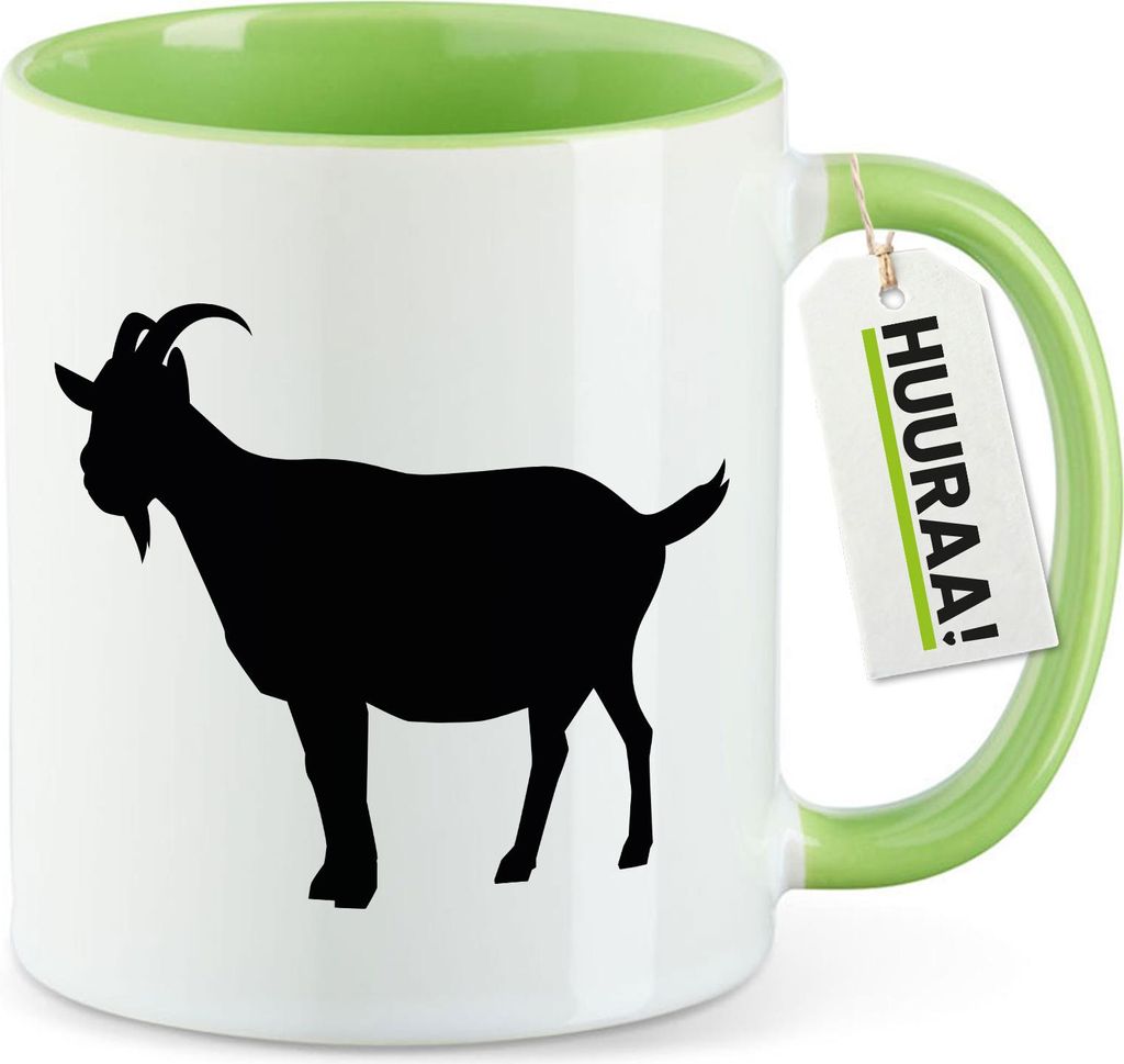 Huuraa Kaffeetasse Ziege Silhouette 330ml Grün Keramik Kaffeebecher Geschenkidee