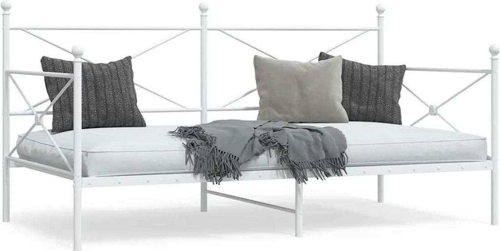 Tagesbett ohne Matratze Weiß 100x190 cm Stahl, Klassische Betten Design Möbel