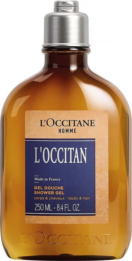 A product shot of a L'Occitane Homme shower gel bottle.