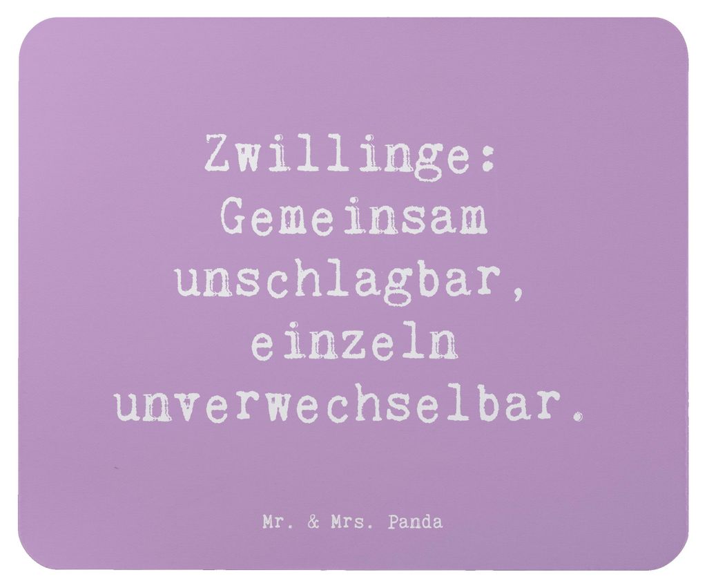 Mr. & Mrs. Panda Mousepad Spruch Unschlagbare Zwillingsgeschwister - Lavendeltraum - Geschenk, laptop, handgemacht, pc mausunterlage, herzerwärmen...