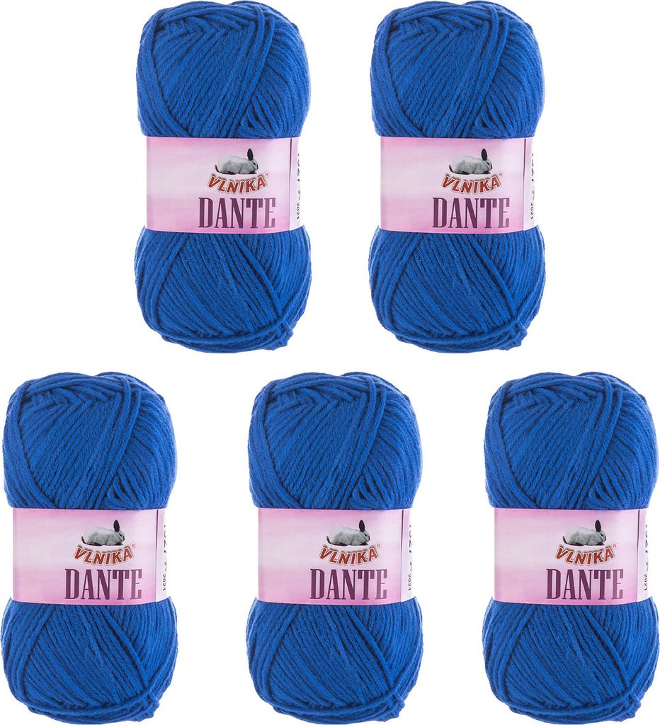 5 x 100g Strickgarn Dante Uni und Color Häkelgarn Handstrickgarn Wolle weich Farbwahl, Farbe:1327 königsblau
