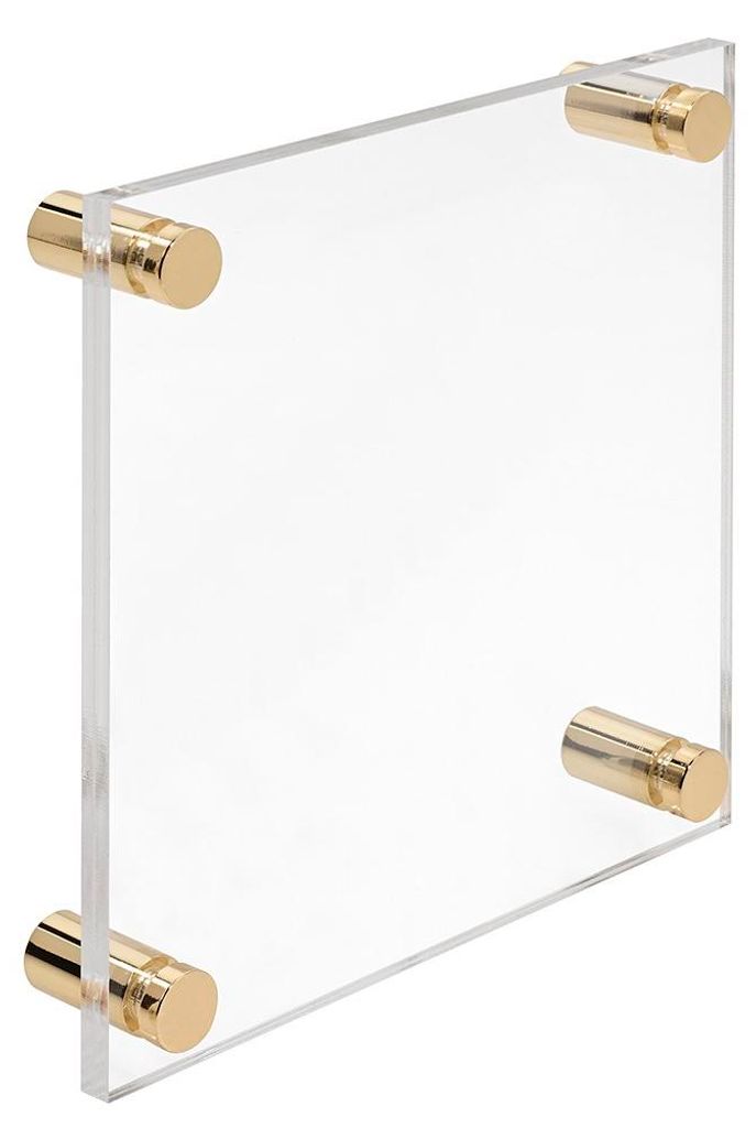 Firmenschild Namensschild Acrylglas 200x200 mm – inkl. 4 Messing-Abstandshalter 13×19 mm, Gold Türschild