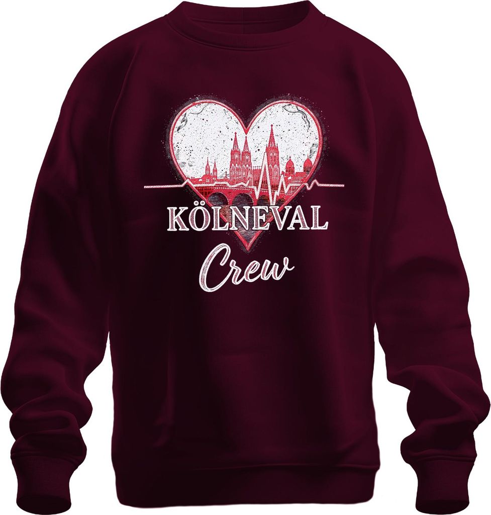 Kölneval Crew Köln Dom Karneval Alaaf Herz Skyline Fastelovend Uni Sweatshirt Pullover, Burgundy, L