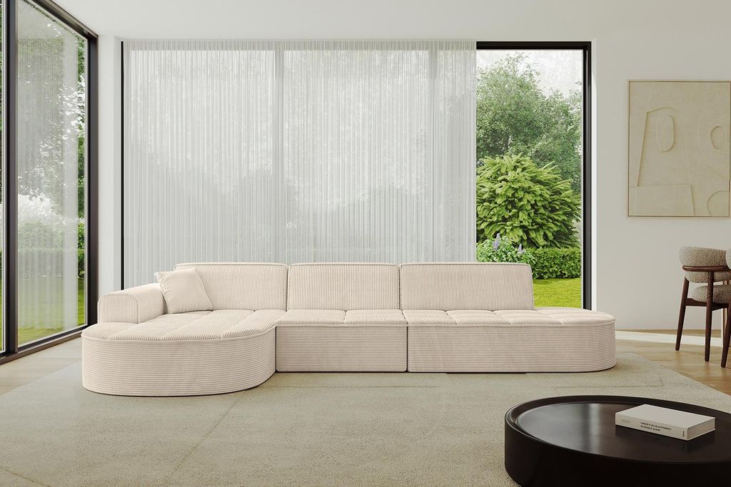 ALTDECOR Ecksofa in L- Form TARO-L2 - 328x171x79,5 Beige - Corner Sofa Bett Eckcouch Couch Wohnlandschaft Cauchsofa
