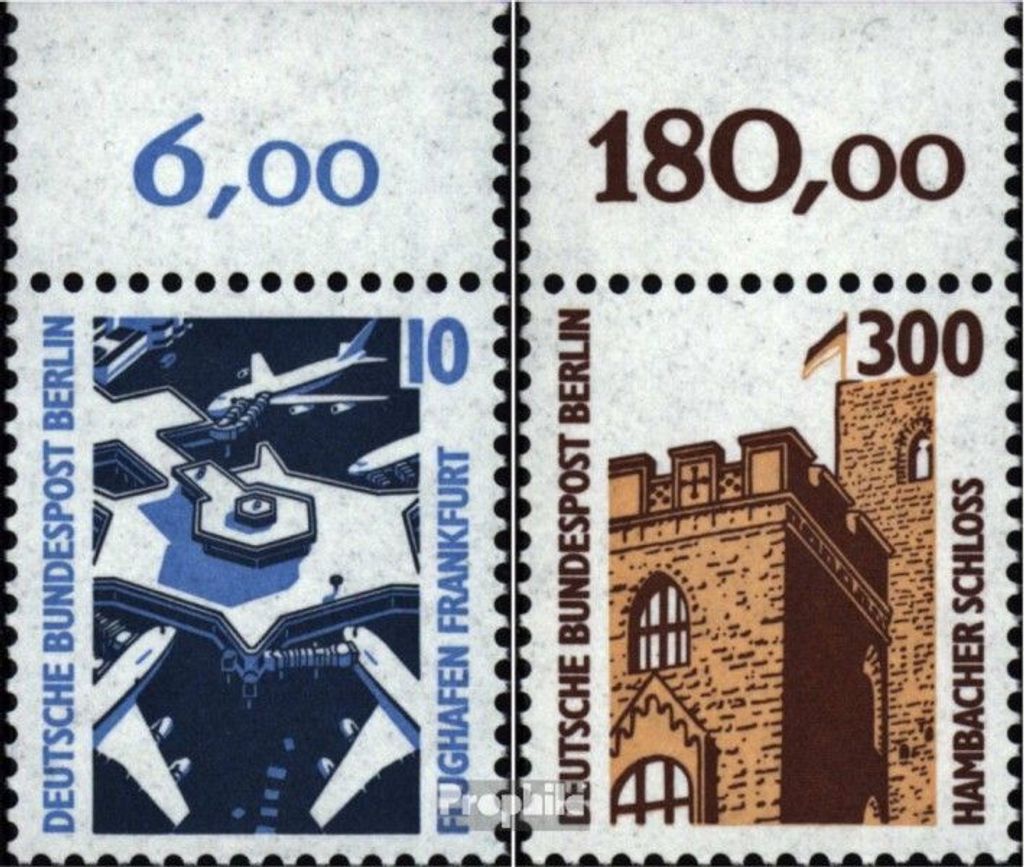 Briefmarken Berlin (West) 1988 Mi 798A-799A Oberrandstück (kompl.Ausg.) postfrisch Sehenswürdigkeiten
