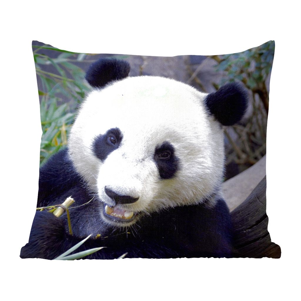 MuchoWow Zierkissen Sofakissen Wohnzimmer Dekokissen 50x50 cm Panda - Tier - Blätter - Komfort - Sofakissen