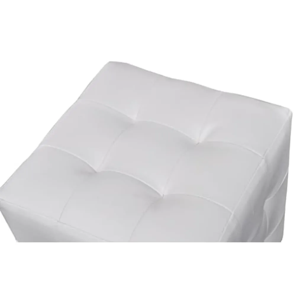 Petit tabouret cube blanc pour coiffeuse ou entrée - Gain de place idéal - 3