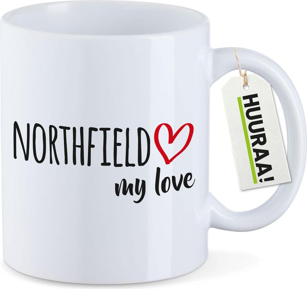 Huuraa Kaffeetasse Northfield my love 330ml Weiß Keramik Kaffeebecher Geschenkidee