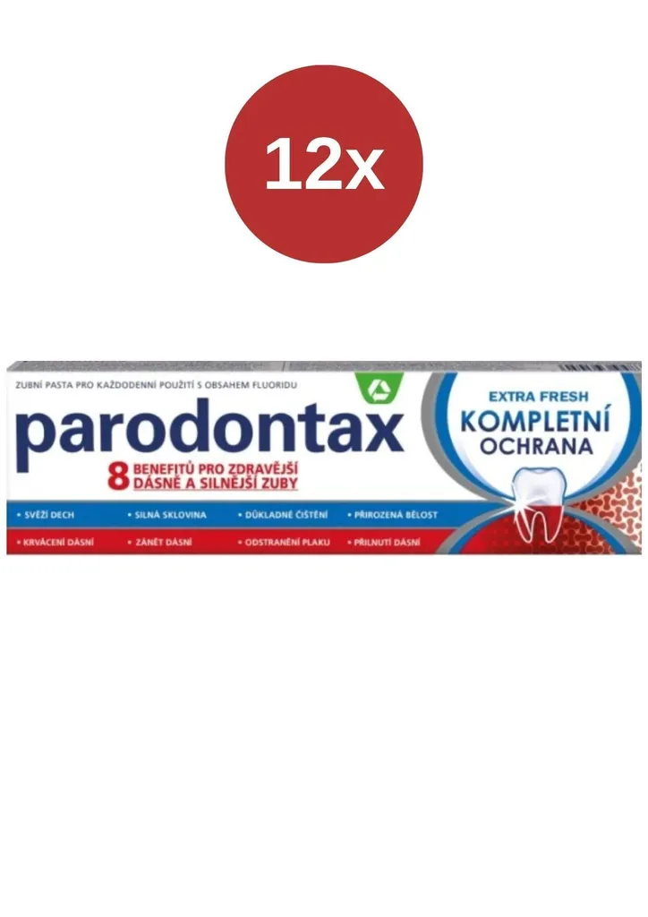 Dentifrice Extra Fresh Parodontax Protection Complète, pack de 12 x 75ml
