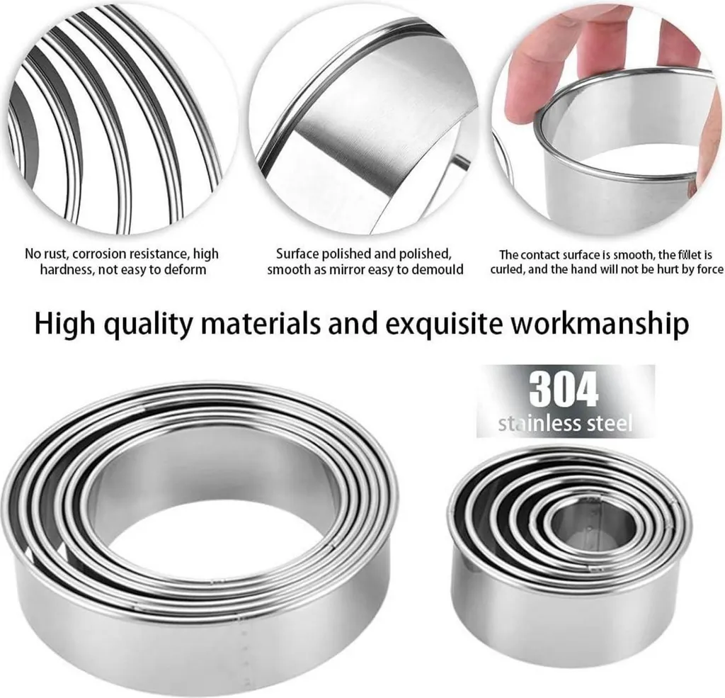 Set 12 Stampini Rotondi Inox per Pasticceria e Fai Da Te Cucina - 3