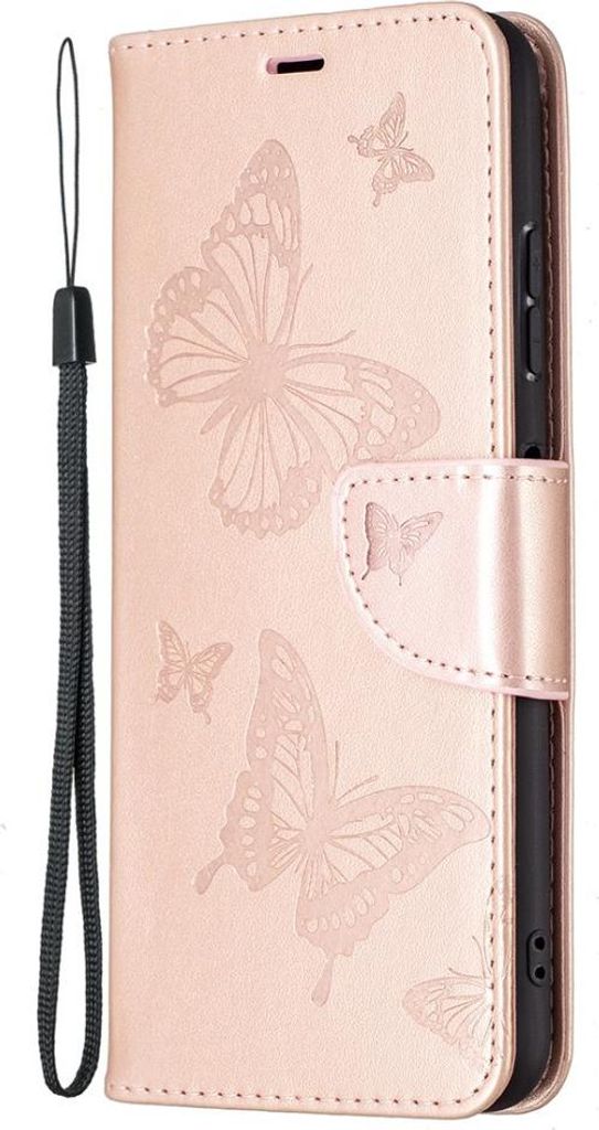 Samsung Galaxy A22 5G Hülle - Coverup Schmetterlinge Klapphülle - Roségold
