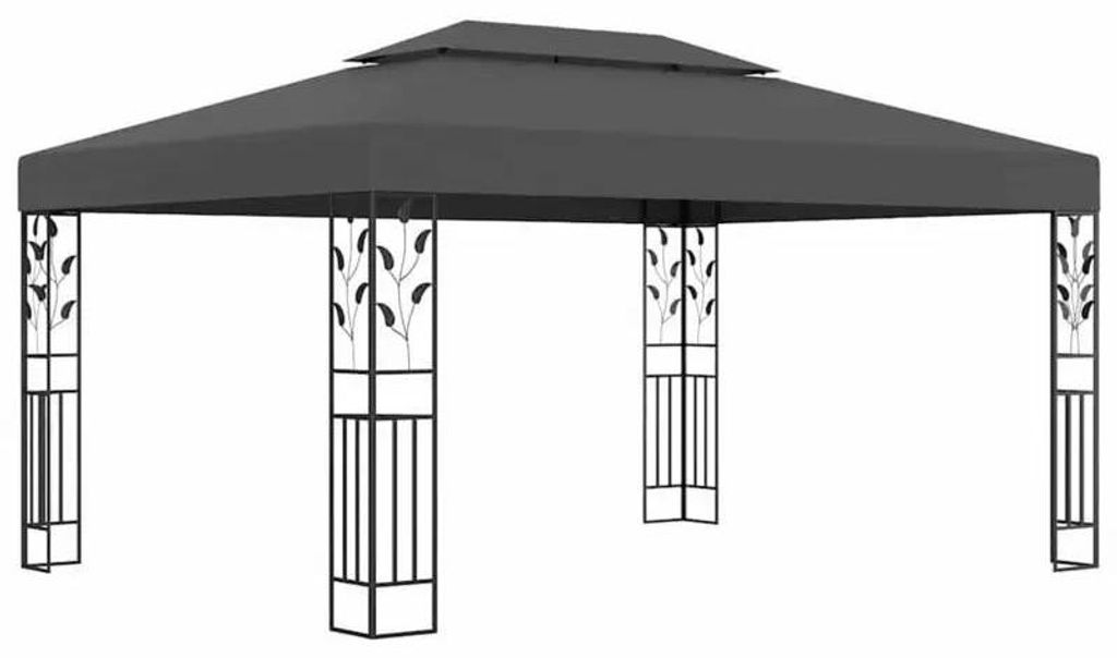 Gartenpavillon - Doppeltes Dach 3x4 m - Wasserdichtes Polyester - Gestell aus Kunststoff - Für Terrasse und Garten - Anthrazit