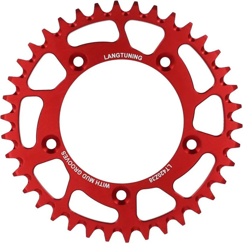 Pignon LT de rechange pour chaîne 420 tuning moto rouge 38 dents