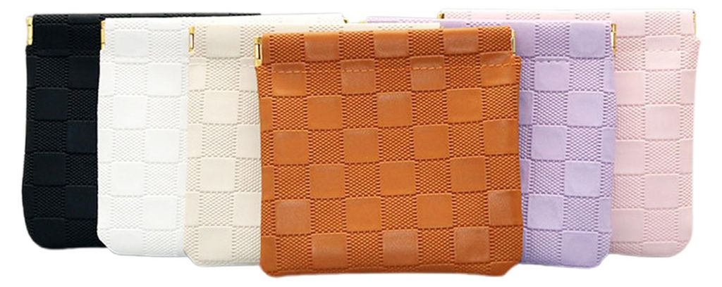 Kleine Kosmetiktasche aus wasserdichtem Kunstleder mit Druckknopfverschluss, ideal für Handtasche, Reise und unterwegs. Geeignet für Münzen, Kar...