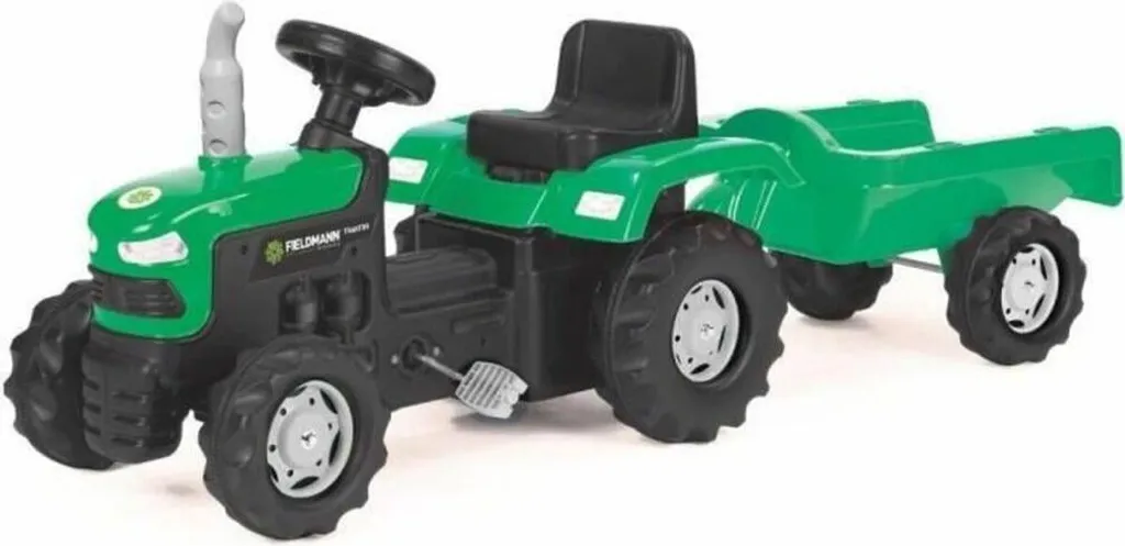 Tracteur Enfant 35kg avec Klaxon et Chariot Remorque Amovible Vert