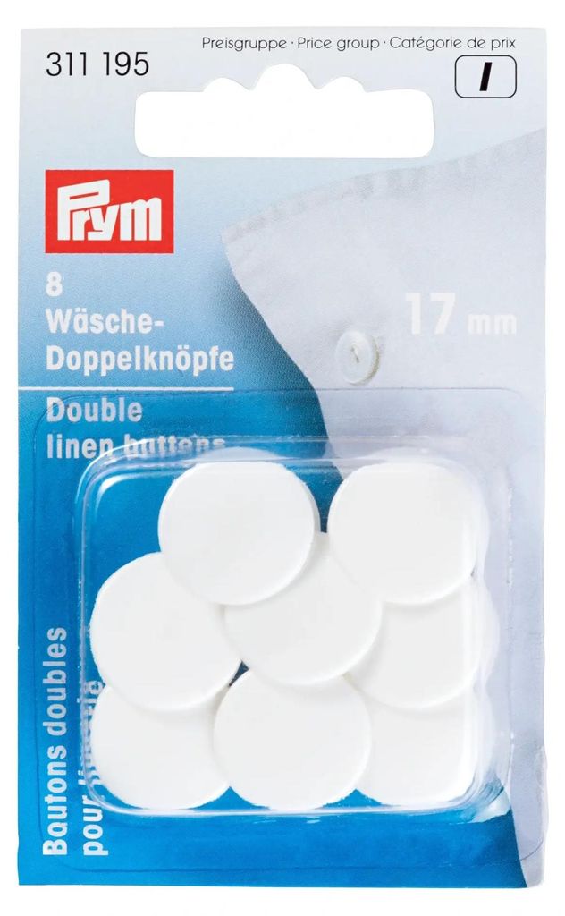 Prym spodní prádlo dvojité knoflíky 26'' 17 mm bílé Obrázek produktu 