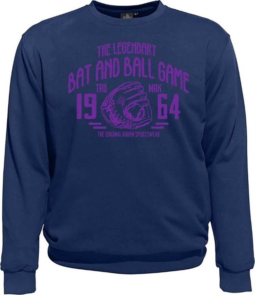 Übergrößen Sweatshirt AHORN SPORTSWEAR Legandary Ball Game lila Alpine Blue 4XL